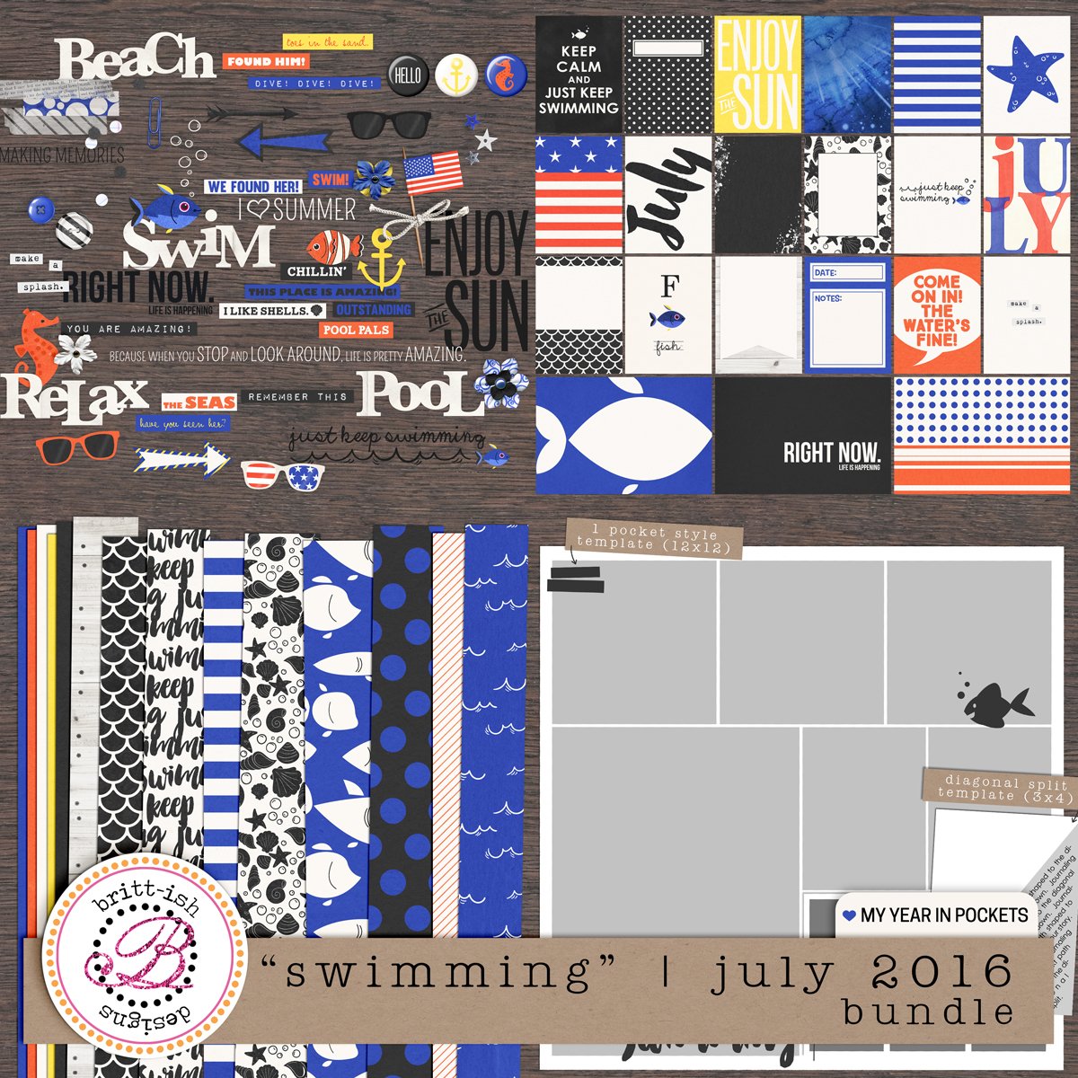 My Year In Pockets: "Swimming" | July 2016 (Bundle)