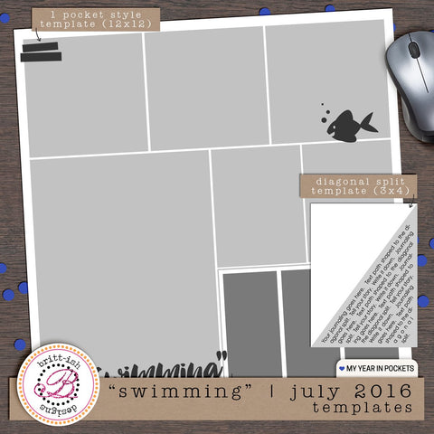My Year In Pockets: "Swimming" | July 2016 (Templates)
