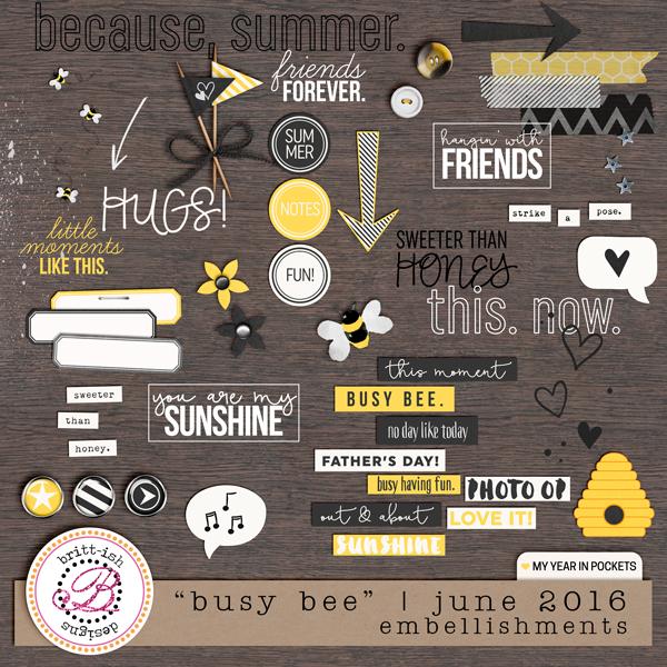 My Year In Pockets: "Busy Bee" | June 2016 (Embellishments)