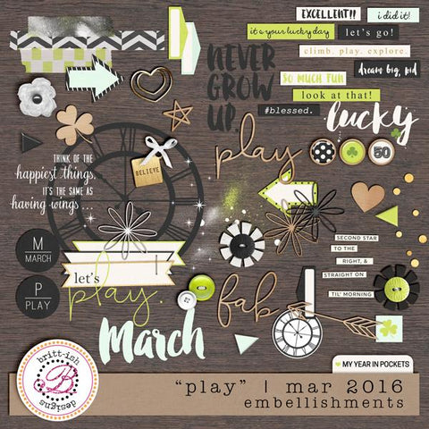 My Year In Pockets: "Play" | March 2016 (Embellishments)