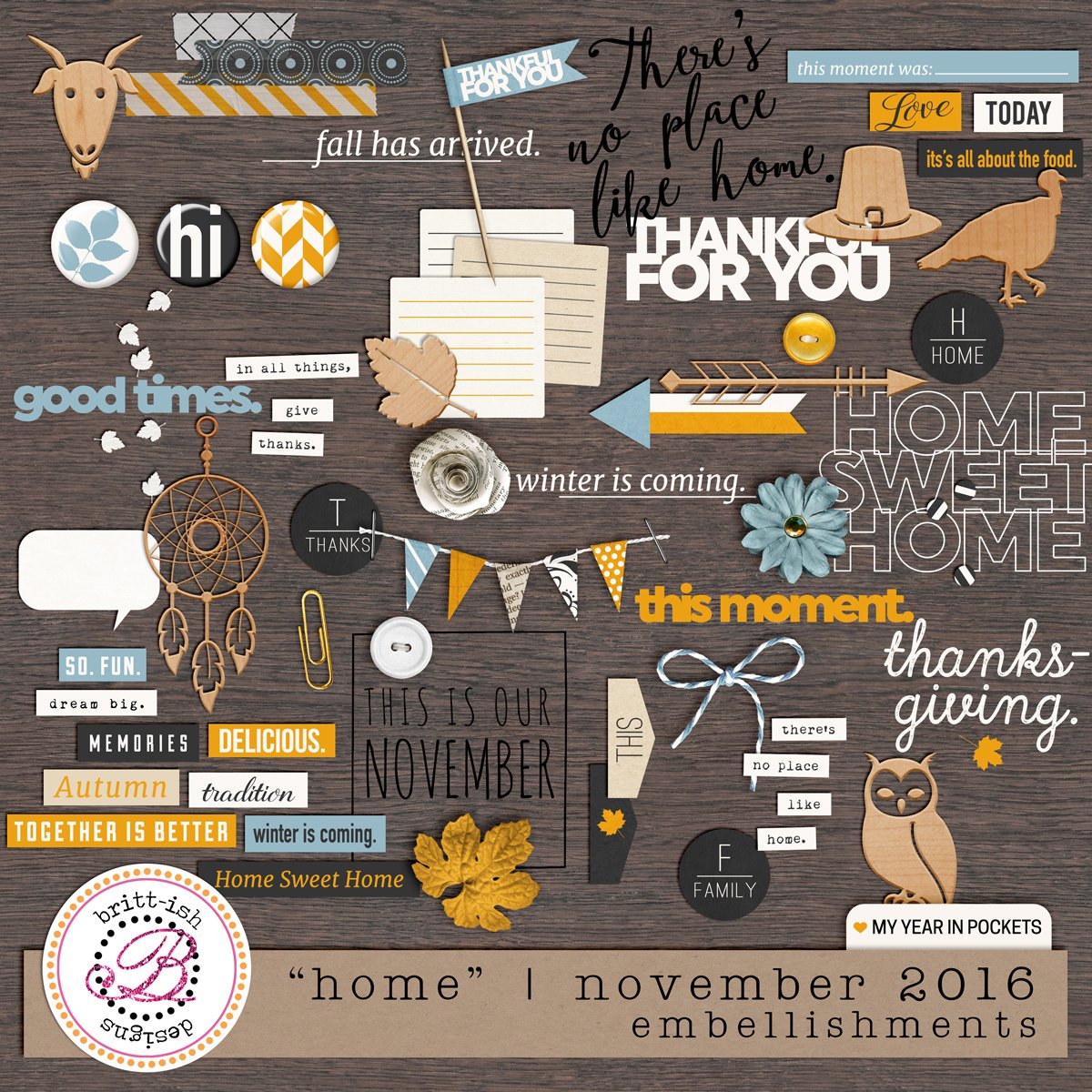 My Year In Pockets: "Home" | November 2016 (Embellishments)