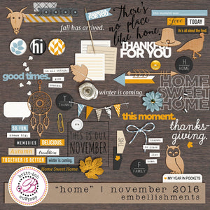 My Year In Pockets: "Home" | November 2016 (Embellishments)