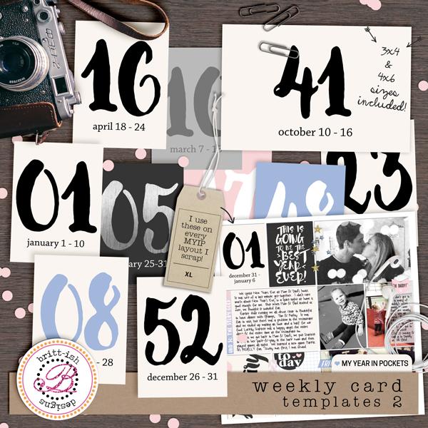 My Year In Pockets: Weekly Card Templates 2