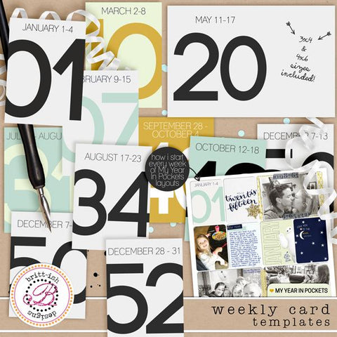 My Year In Pockets: Weekly Card Templates