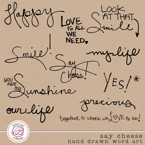 Say Cheese Hand Drawn Word Art